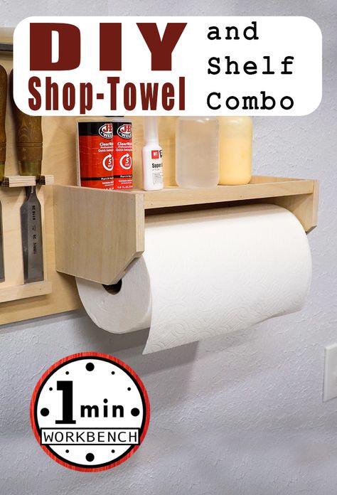 Paper Towel Holder Garage, Shop Towel Holder Garage, French Cleat Paper Towel Holder, Diy Paper Towel Holder, Wood Towel Holder, Woodshop Organization, French Cleat Storage, Tool Wall Storage, Water Bottle Storage