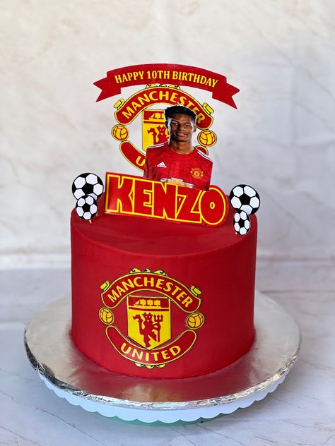 Man United Cake, Birthday Cake Boys, Happy 10th Birthday, Football Cake, Theme Cake, Boy Birthday Cake, Man Utd, Cakes For Boys, Man United