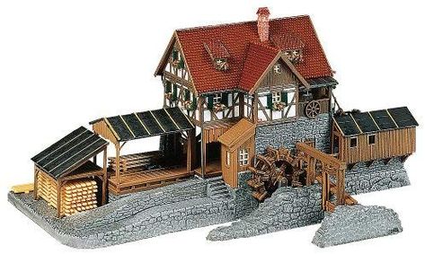 N Scale Buildings, Steel Architecture, Lumber Mill, Minecraft Structures, Wood Mill, Ho Model Trains, Warhammer Terrain, Cool Minecraft Creations, Minecraft Medieval