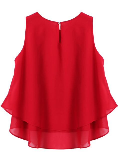 joefsf Chiffon Tank Tops, Fashion Tops Blouse, Lovely Tops, Women Tank Tops, Red Top, Blouse Styles, Sewing Dresses, Fashion Tops, Cami Tops