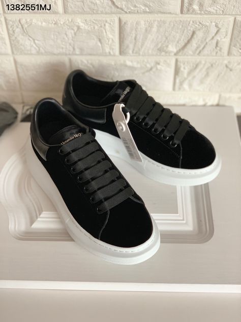 Alexander McQueen oversized leather sneakers velvet black Mcqueen 3, Mcqueen Fashion, Swag Outfits Men, Fashion Board, Sneak Peak, Fashion Mens, Slipper Shoes, Black Sneakers, Brand Shoes