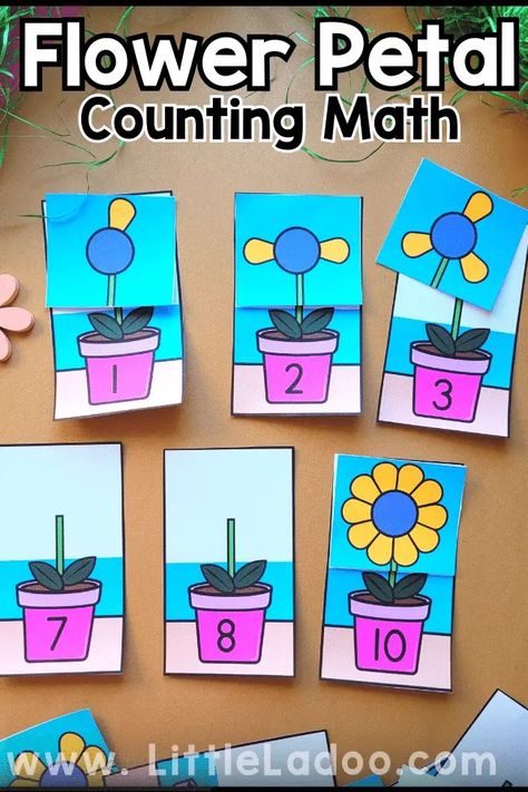 Spring Flower Petal Counting Math {Free Printable} Spring Math Activities Preschool, Spring Math Preschool, Flower Math, Flower Crafts Preschool, Math Counting Activities, Spring Math Activities, Number Recognition Activities, Free Math Printables, Preschool Counting