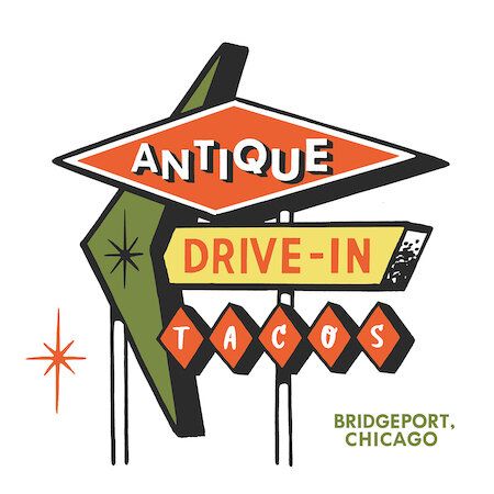 Bridgeport — Antique Taco Drive In Illustration, California Burger, Googie Signs, Roadside Signs, Chicago Hot Dog, Retro Motel, Diner Sign, Vintage Signage, Theatre Sign