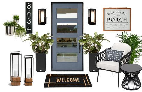 Front Porch Styling Small Front Porch Ideas Entrance, Decorate Front Porch, Decoration Front Porch, Modern Front Porch Decor, Porch Styling, Modern Front Porches, Modern Front Porch, Veranda Design, Small Porch Decorating