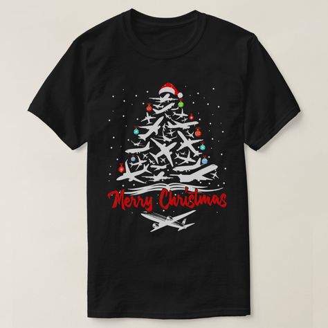 Airplane Christmas Tree tshirts Airplane Christmas, Military Christmas, Christmas Tshirts, Christmas Fun, Christmas Cards, Free Design, Tool Design, Cricut, Created By