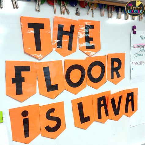 Easy Room Transformation, Classroom Gaming Theme, Junior Classroom Ideas, Easy Classroom Transformations, Place Value Room Transformation, Kindergarten Classroom Transformation, Floor Is Lava Game For Kids, Classroom Transformation Ideas, Partitioning Shapes