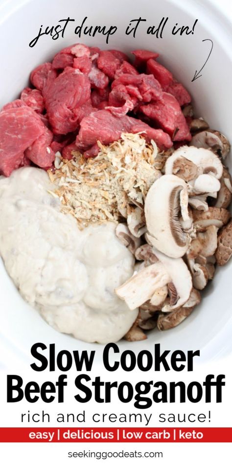 Beef Stroganoff Crockpot, Recipe Crockpot, Slow Cooker Beef Stroganoff, Low Carb Slow Cooker, Crockpot Recipe, Crockpot Dishes, Crockpot Beef, Tender Beef, Keto Recipe