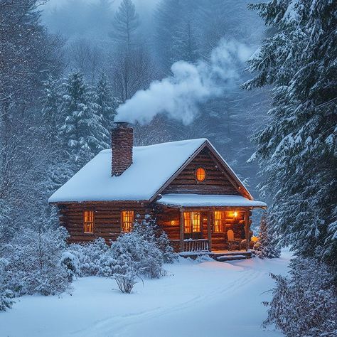 Cabin In Winter Woods, Winter Cottage Aesthetic, Cabin In The Woods Snow, Winter Cabin In The Woods, Snowy Cabin In The Woods, Winter Cabin Aesthetic, Snowy Cottage, Cabin In The Snow, Cozy Winter Cabin