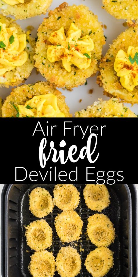 Diveled Eggs Recipes, Air Fried Deviled Eggs Recipe, Deviled Eggs In Air Fryer, Air Fryer Deviled Eggs Recipe, Air Fry Deviled Eggs, Deep Fried Deviled Eggs Air Fryer, Fried Deviled Eggs Air Fryer, Air Fried Deviled Eggs, Air Fryer Deviled Eggs