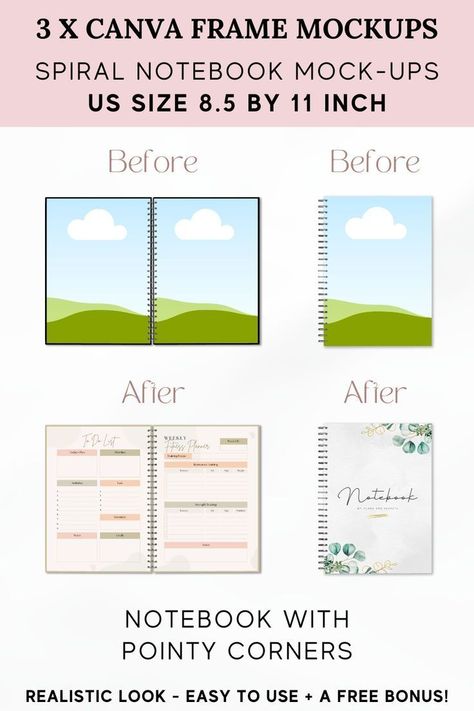 Canva Notebook Mock-up US Size cuteplanner #questionnairesforplanners #goodnotesplanner #quarterlyplanner Planners Printables, Daily Routine Planner, Graphic Shapes Design, Keyword Elements Canva, Desain Buklet, Projects Design, Graphic Design Tutorials Learning, Canvas Learning, Sticker Template