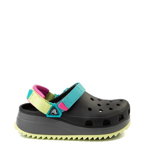 Crocs Classic Hiker Clog - Black / Multicolor | Journeys Crocs Classic Hiker Clog, Crocs Outfit Men, Platform Outfits, Crocs Footwear, Clog Outfit, Crocs Outfit, Hiker Style, Crocs Fashion, Cute Slippers