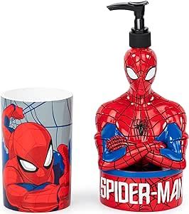 Spiderman Bathroom, Spiderman House, Spider Man Stuff, Marvel Bathroom, Spiderman Room Decor, Superhero Bathroom, Bathroom School, Boys Bathroom Decor, Kids Bathroom Sets