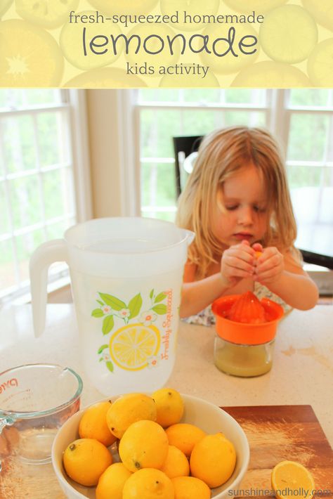 Looking for a fun spring or summer activity to do with your kids? Why not make some homemade lemonade? Check out my post - Fresh Squeezed Homemade Lemonade Kids Activity. Lemon Activities, Lazy Kids, Sustained Investigation, Kids Lemonade, Hand Juicer, Fun Straws, Lemon Uses, Pinterest Friends, Kids Cooking