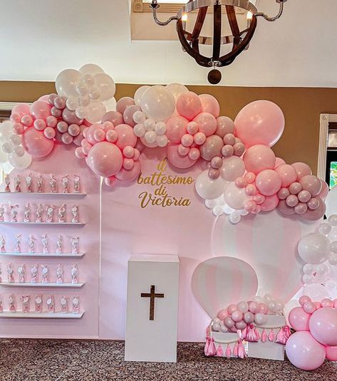 MC Decorations Balloons & More! on Instagram: "Everything was so specially planned for Victoria 🥹 🤍 🤍 🤍 🤍 🤍 🤍 🤍 🤍 🤍 🤍 🤍 🤍 🤍 🤍 #baptism #hotairballoons #hotairballoonbabyshower #hotairballoonparty #baptismdecor #baptismdecoration #babygirl #balloons #organicballoondecor #balloongarland #balloonbackdrop #balloonstylist #balloonartist #phillyballoons #malvernpa #christening #love #battesimo" Christening Backdrop Girl, Baptism Decorations Backdrops, Baby Girl Christening Decorations, Girl Christening Decorations, Christening Backdrop, Baptism Backdrop, Baptism Decorations Girl, Christening Balloons, Christening Decorations