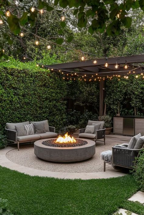 17 Large Backyard Layout Ideas [2024-2025!] 1 Backyard With Jacuzzi And Fire Pit, Pergola And Fire Pit Ideas, Landscape Fire Pit Ideas, Large Fenced In Backyard Ideas, Small Arizona Backyard Ideas, Outside Areas Ideas Backyards, Small Backyard Hardscape Ideas, Backyard Landscaping Small Yard, Rectangular Backyard Design Layout