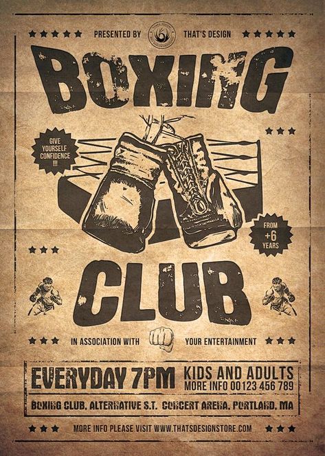 Boxing Classes Flyer Template V2 - posters design for photoshop Logo #logo logos #logos vintage logo #vintagelogo vintage logos #vintagelogo vintage logo design #vintagelogodesign vintage logo ideas #vintagelogoideas 1.451 Vintage Boxing Posters, Arte Hippy, Logos Vintage, Boxing Classes, Logos Retro, Photoshop Logo, Class Poster, Boxing Posters, Gym Poster