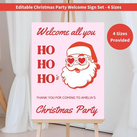 The perfect sassy Christmas theme doesn't exi......😍🎅🍷❤️ Calling all you ho ho ho's, it's time for a sassy girls night Christmas party! 🎄🥳 This cute pink and red funny Christmas party decor bundle is the perfect way to kick off the friendsmas party this year! A friendsmas cocktail party or a holiday girls night in, this Christmas printable templates set has you covered! The matching templates for this bundle are: *5x7" printable invitation *digital invitation for mobile *welcome sign ... Christmas Girls Night Activities, Girl Christmas Party, Christmas Girls Party, Girls Night Christmas Party, Girls Christmas Party Ideas, Christmas Printable Templates, Girls Christmas Party, Christmas Pajama Party, Cocktail Party Decor