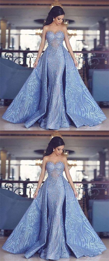 Train Fashion, Dress With Detachable Train, Gaun Koktail, Detachable Train, Dresses Unique, Mermaid Prom Dress, Best Prom Dresses, Blue Evening Dresses, فستان سهرة