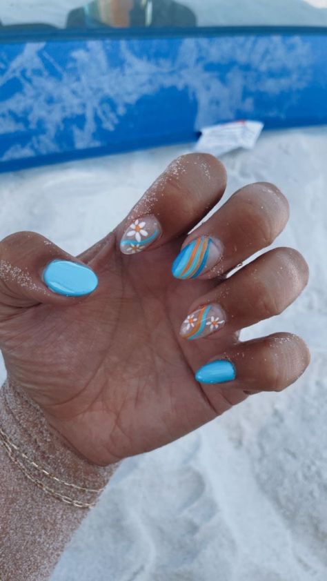 summerrrrr Teen Nails, Cruise Nails, Quartz Nails, Beach Nail Designs, Beach Nail, Beachy Nails, Spring Acrylic Nails, Hippie Nails, Cute Simple Nails