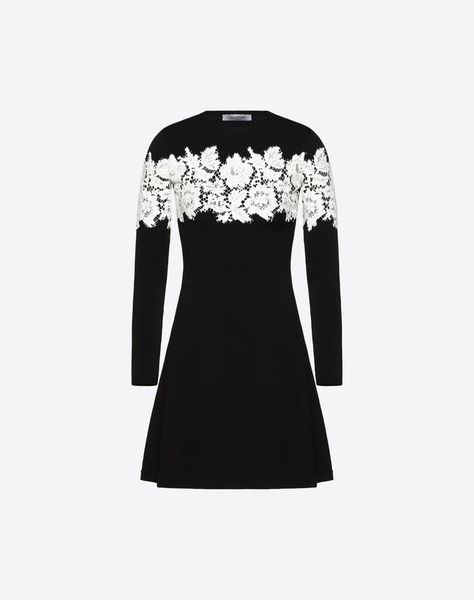 Discover the selection of Dresses for Women from Valentino. Browse selections in the Valentino online boutique and fall in love with the Italian fashion designer's signature. Lace Knit Dress, Polyvore Clothes, Trendy Spring Fashion, Knit Lace Dress, Royal Outfits, Plain Fabric, Dress For Woman, Airport Fashion, Food Platters