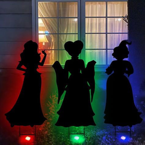 PRICES MAY VARY. PACKAGE INCLUDES: This Halloween decorations outdoor have 3ct extra large Hocus Pocus witches yard signs, 3 "H" metal stakes and 3 LED puck lights (AAA batteries are NOT included). The largest witch decor is about 30 inches high. Please confirm the size before purchase. Not very big but stand stably with metal stakes. Setting the festival mood for Halloween yard. NEW DESIGN: Inspired by Hocus Pocus witch sisters. Black silhouettes will create a spooky Halloween atmosphere in you Hocus Pocus Porch Decor, Hocus Pocus Outdoor Decor, Hocus Pocus Halloween Decor Outdoor, Hocus Pocus Outdoor Decorations, Outdoor Halloween Decor Front Yards, Hocus Pocus Halloween Decorations, Hocus Pocus Decor, Hocus Pocus Halloween Decor, Hocus Pocus Decorations