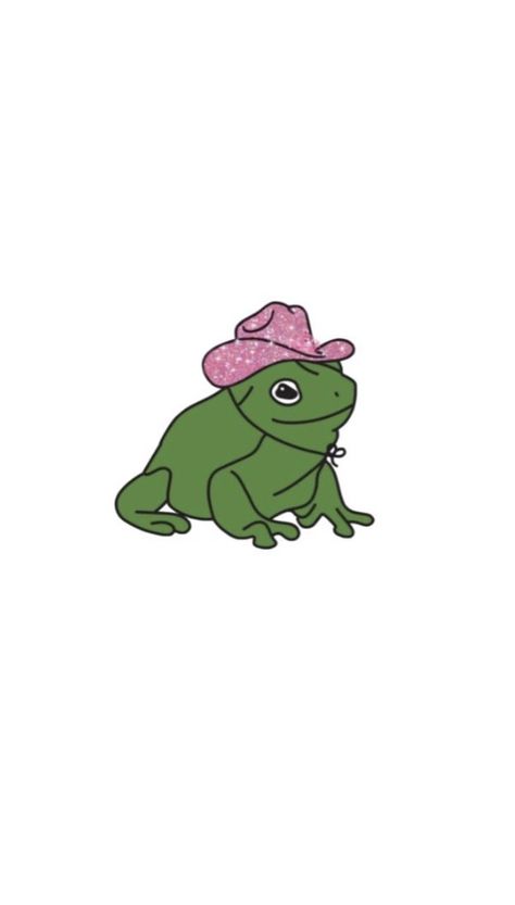 Cowboy Hat Tattoo, Aesthetic Lock Screen, Wallpaper Profile, Frog Aesthetic, Pink Cowboy Hat, Frog Wallpaper, Aesthetic Lockscreen, Frog Tattoos, Frog Drawing