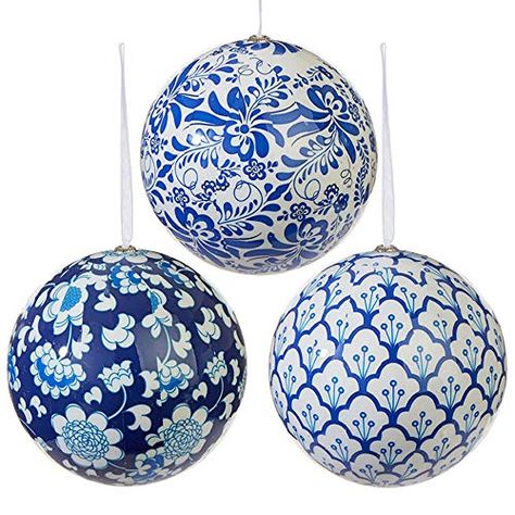 Tree Dazzler, Louisiana Christmas, Chinoiserie Ornaments, Chinoiserie Christmas, Blue Christmas Decor, White Christmas Ornaments, Raz Imports, Blue And White Chinoiserie, Unique Christmas Ornaments