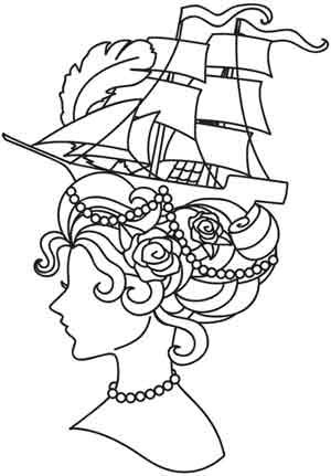 Marie Antoinette Coloring Pages, Steampunk Embroidery Patterns, Steampunk Embroidery, Steampunk Coloring, Illustration For Kids, Urban Threads, Baby Lock, Doodle Designs, Book Page