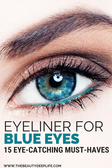 Not sure what color eyeliner for your blue eyes will make them pop or enhance their beauty? We’ve rounded up the best colored and natural toned eyeliners for all you blue-eyed gals to take your eye makeup game up a few gorgeous notches and to give you a stunning new makeup look!! #eyeliner #eyemakeup #makeupblueeyes #makeuplooks Blue Eyeliner For Blue Eyes, Colorful Eyeliner Blue Eyes, Eyeliner Colors For Blue Eyes, Round Blue Eyes Makeup, Blue Eyeliner On Blue Eyes, Blue Eyeliner Makeup Blue Eyes, Hair Color To Make Blue Eyes Pop, Best Eyeliner For Blue Eyes, Blue Mascara Blue Eyes