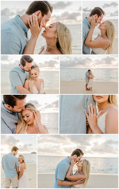 Vacay Photos, Engagement Photo Makeup, Surprise Engagement Photos, Engagement Photo Shoot Beach, Sunrise Engagement Photos, Engagement Pictures Beach, Couples Beach Photography, Beach In Hawaii, Hawaii Engagement