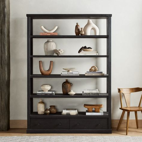 Shop Woodmore Bookcase at Burke Decor today. Quick ship and free shipping available for select items in the US. International shipping available. Large Bookcase, Reclaimed Wood Shelves, Reclaimed Wood Frames, Iron Hardware, Rustic Lodge, Bookcase Shelves, Burke Decor, Furniture Styles, Industrial Chic