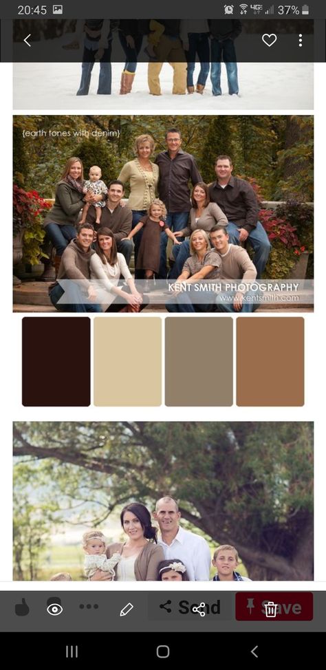 I like the jeans and earth tones. Maybe each family takes a dominant color and uses cream as the accent. Mom and dad in cream with then other browns as their accent.... Brown And Gray Family Photos, Earth Tones Outfit, Large Family Pictures, Nude Shirt, Family Photo Colors, Cream Color Scheme, Portrait Color, Dressing Tips, Family Photoshoot Outfits