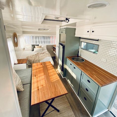 Caravan Kitchen Renovations | Caravan Renovation Series | Ben & Michelle Kitchen Countertop Extension, Caravan Renovation Diy, Caravan Kitchen, Kitchen Renovation Diy Ideas, Caravan Vintage, Rv Inspiration, Dining Booth, Caravan Decor, Caravan Makeover