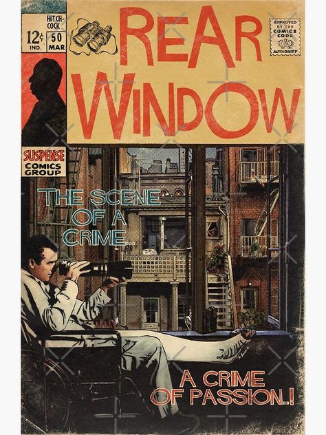 "Rear Window - Alfred Hitchcock Comic Book Fan Art" Poster for Sale by FineArtofMK | Redbubble Book Fan Art, Window Poster, Large Art Prints, Oversized Art, Art Poster Design, White Mat, Alfred Hitchcock, Fan Book, Rear Window