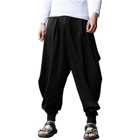 Baggy Fantasy Pants, Japanese Harem Pants, Harem Pants Drawing, Arabic Pants, Baggy Pants Reference, Linen Pants Men, Baggy Harem Pants, Japanese Pants, Samurai Pants