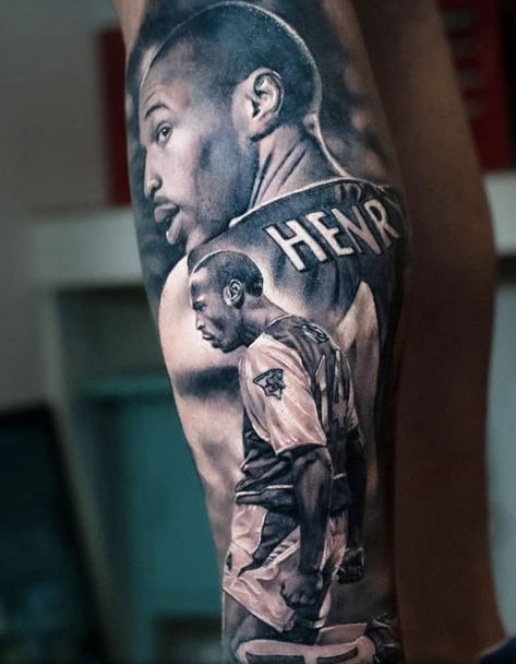 Arsenal Sleeve Tattoo, Football Tattoo Sleeve, Thierry Henry Tattoo, Arsenal Tattoo Design, Arsenal Tattoo Ideas, Arsenal Tattoo, Argentina Tattoo, Henry Tattoo, Chris Tattoo