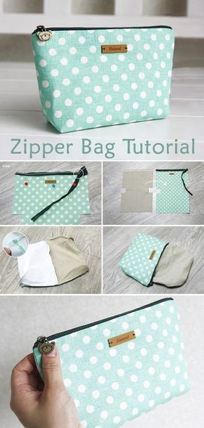 Linen Zipper Bag Tutorial Zippered Bags To Sew, Make Up Bag Tutorial, Zipper Bag Tutorial, Cosmetic Bag Tutorial, Sewing Pouch, My Style Bags, Pouch Diy, Zipper Pouch Tutorial, Pouch Sewing