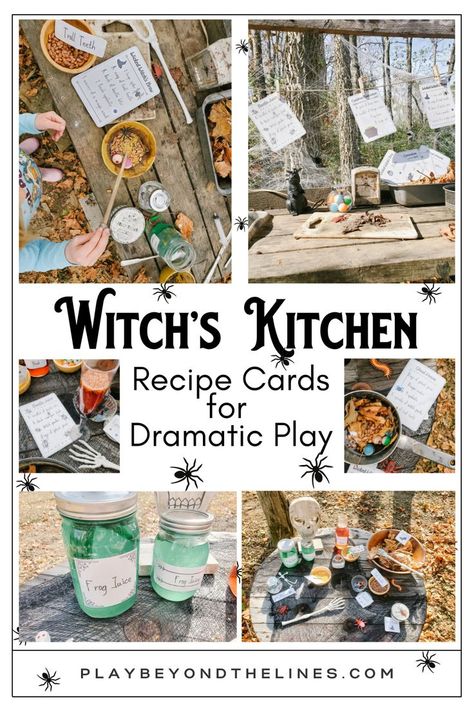 Kitchen Dramatic Play, Potions For Kids, Witch's Kitchen, Kitchen Playroom, Dramatic Play Preschool, Halloween Potions, Nature School, Dramatic Play Centers, Halloween Preschool