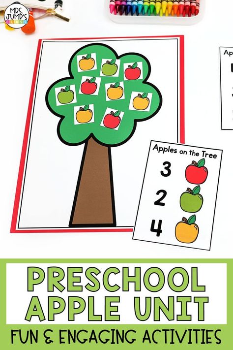 These fun and engaging apple activities are a great way to put together a preschool apple unit. These apple activities for preschool will help you bring the apple theme to all content areas. Click here to take a closer look at this apple unit for preschool. Apple Activity For Preschool, Apple Centers For Preschool, Apples Theme Preschool, Apple Theme Classroom Activities, Apples Lesson Plans For Preschool, Apples Preschool Activities, Apple Theme Preschool, Exploring Apples Preschool, Apple Math Preschool