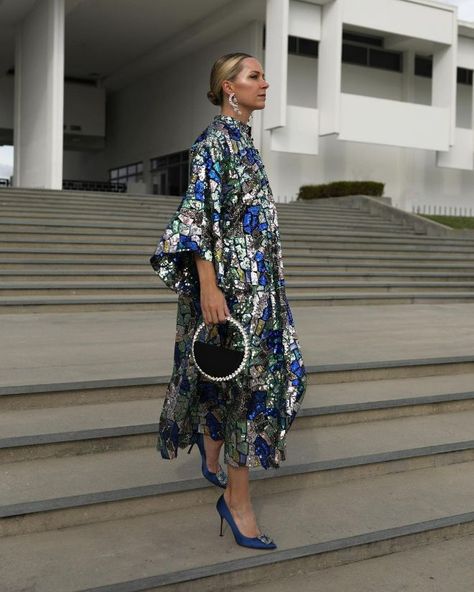 Manolo Blahnik Outfit, Lace Caftan, Blair Eadie, Sequin Tunic, Manolo Blahnik Hangisi, Atlantic Pacific, Manolo Blahnik Heels, Jennifer Behr, Fashion Sites