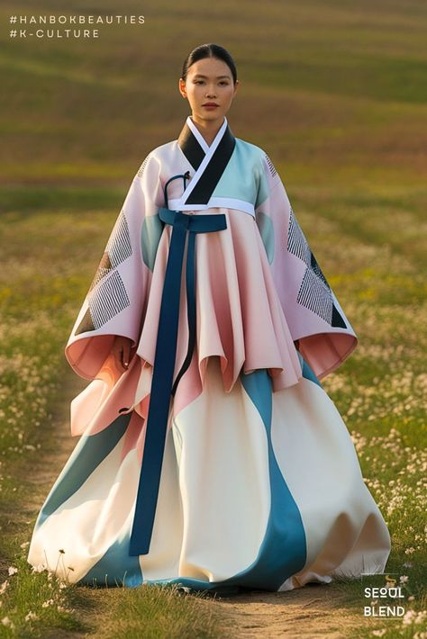 Hanbok re-imagined: Summer Elegance Korean Hanbok Modern, Hanbok Aesthetic, Modern Hanbok Dress, Hanbok Wedding, Traditional Korean Clothing, Korean Colors, Hanbok Traditional, Korean Traditional Clothing, Asian Textiles