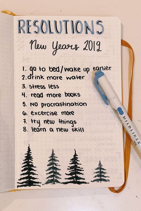 New Year's Resolution in my Bullet Journal Bujo Resolutions, Resolution Journal Ideas, Journal Resolutions, Bullet Journal Goal Setting, 2023 Bujo, Bullet Journal Yearly, Nice Notes, Organization School, Journals Ideas