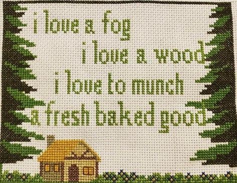 A House In The Woods, What I Like About You, Stitch Ideas, Fabric Textile, A Cross, Embroidery Inspiration, A Wood, Craft Diy, What’s Going On