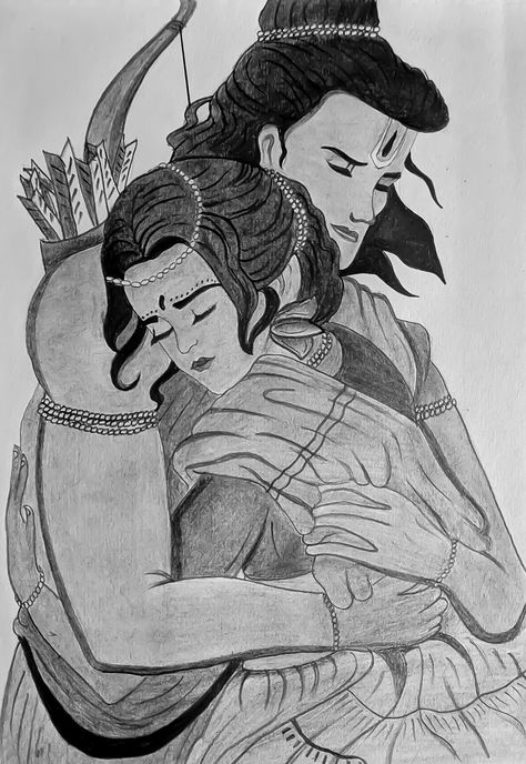 Sita Drawing, Mata Sita, Lord Ram, Mandala Art Therapy, Art Therapy, Mandala Art, Pencil Drawings, Ram, Male Sketch