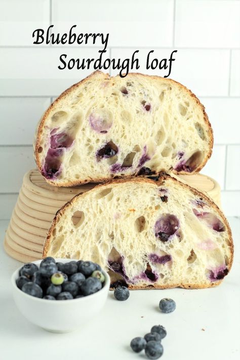 blueberry sourdough loaf Blueberry Sourdough Bread, Zucchini Blueberry Bread, Blueberry Sourdough, Blueberry Loaf, Cream Cheese Bread, Dough Starter, Bread Sourdough, Sourdough Starter Discard Recipe, Lemon Blueberry Bread