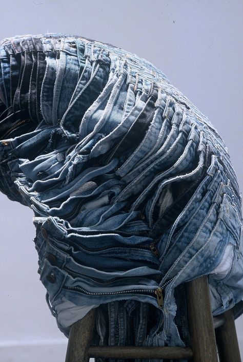 Jeans Sculpture, Denim Sculpture, Denim Textiles, Denim 2024, Pecha Kucha, Conscious Consumption, Pantone 2020, Textile Recycling, Denim Art