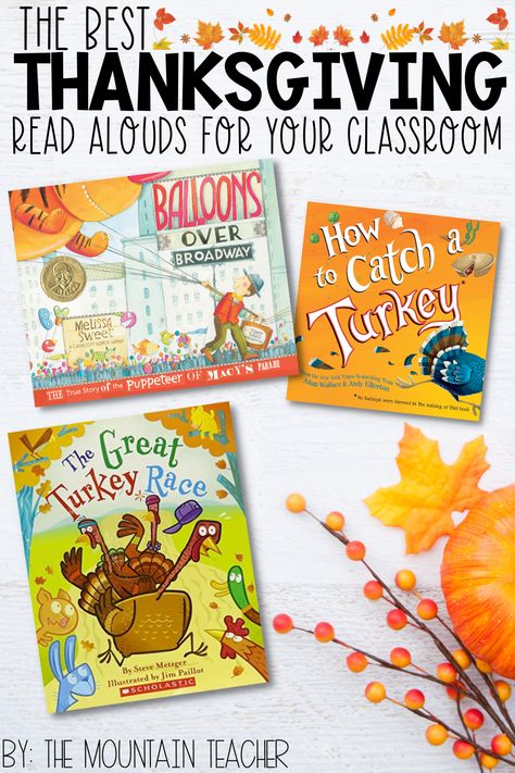 Looking for the best Thanksgiving Read Alouds for your elementary classroom? These funny turkey stories are the best books for November. This book list includes lesson plan ideas, crafts, writing prompts and a freebie inside as well. Thanksgiving Fiction Books, Turkey Books Preschool, November Library Lessons, Thanksgiving Read Alouds, Thanksgiving Read Aloud, Interactive Read Aloud Lessons, Lesson Plan Ideas, Turkey Ideas, November Books