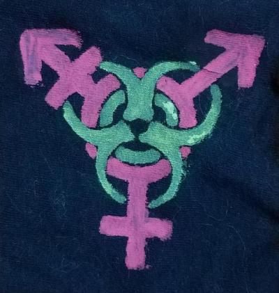 Trans Anarchy Symbol, Trans Patch, Patch Ideas Punk, Diy Tshirt Painting Ideas, Diy Punk Patches, Punk Patches Diy, Trans Symbol, Alex Core, Mesh Shirts