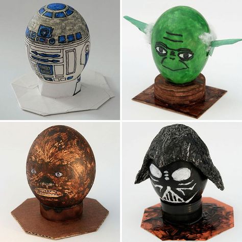 Star Wars Eggs — R2D2, Darth Vadar, Chewbacca, Yoda | 40 Creative Easter Eggs Starwars Cartoon, Star Wars Easter Eggs, Creative Easter Eggs, Easter Bonnet, Easter Egg Designs, Easter Eggs Diy, Egg Crafts, Coloring Easter Eggs, Easter Time