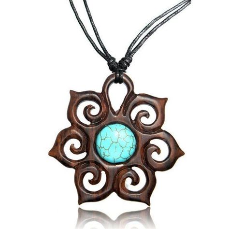 Wood Necklace Pendant, Coconut Jewelry, Wood Jewelry Diy, Wooden Jewelery, Turquoise Necklaces, Wood Jewelery, Deco Nature, Two Trees, Bone Jewelry